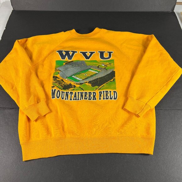 Tultex Other - VTG 80s West Virginia Mountaineers Field Sweatshirt Medium Yellow Faded Crewneck